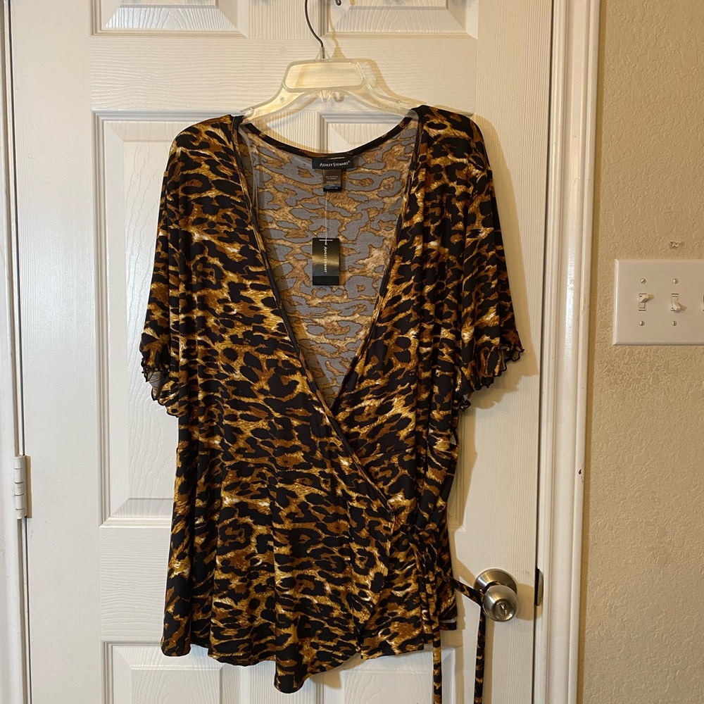 ASHLEY STEWART Leopard Print Blouse